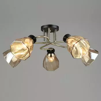 Люстра потолочная A3957/5 AB+BK бронза/черный 5х60Вт E27