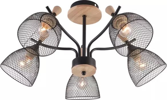 Люстра потолочная Brilliant light XA1623B-5, 5*Е27, цвет черный, дерево