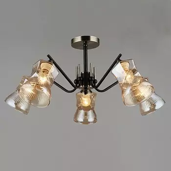 Люстра потолочная C1680/5 BK+AB черный/бронза 5х60W E27