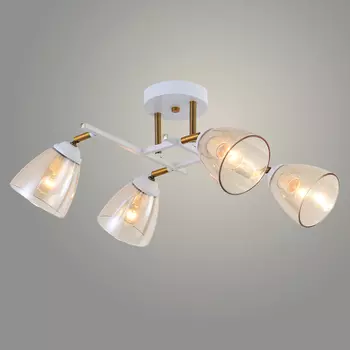 Люстра потолочная GH50375/4 WT+BR белый, латунь 4х60W E27