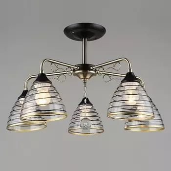 Люстра потолочная N4860/5 AB+BK бронза/черный 5х60W E27