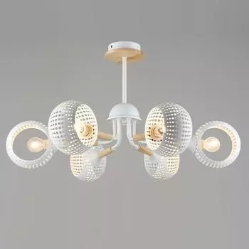 Люстра потолочная N5129/6 WT+WOOD белый 6х40Вт E27