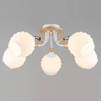 Люстра потолочная N5143/5 WT+WOOD белый 5х40Вт E27