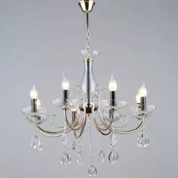 Люстра потолочная РОСТОК A3951/8 AB+BK 8x40W E14 d700, h630 цвет черный/бронза