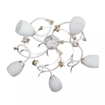 Люстра потолочная Vitaluce V1538/5PL, 5xE14, 40В цвет белый/золото