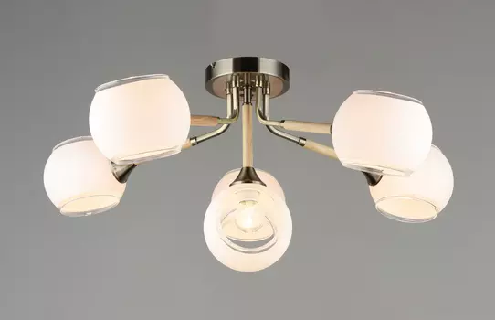 Люстра SL9144-6 AB+Wood 6х40Вт, Е27 бронза, светлое дерево