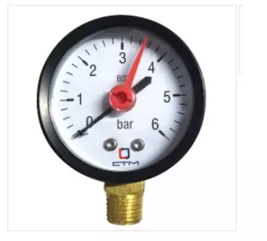 Манометр радиального подключения 1/4", измерение до 6 бар СТМ