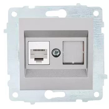 Механизм розетки компьютерной OVIVO 1-местная RJ45 CAT6, серебро