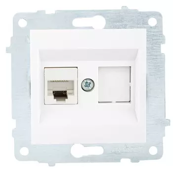 Механизм розетки компьютерной OVIVO 1-местная RJ45 CAT6, белый