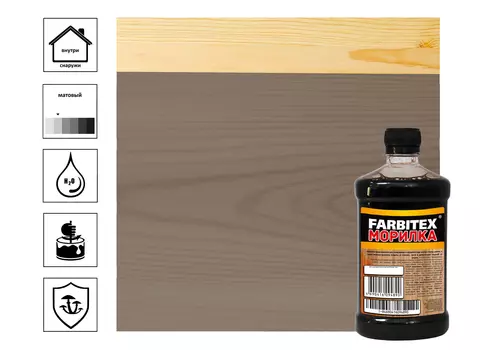 Морилка FARBITEX деревозащитная водная, мокко, 0,5 л