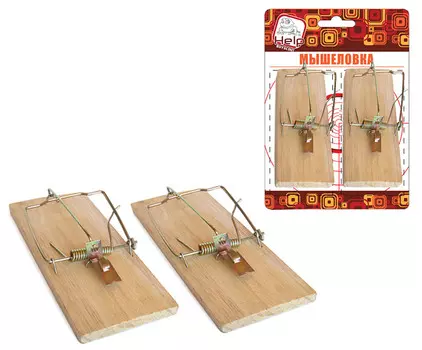 Мышеловка HELP, дерево 10х5х0,6 см 2 шт в уп