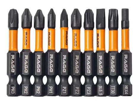 Набор бит торсионных RAGE by VIRA S2 PH PZ SL HEX TORX x 50 мм , 10 шт , Арт. 554195