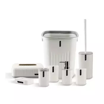 Набор для ванной комнаты (8 предметов), белый, артикул YS210317-W