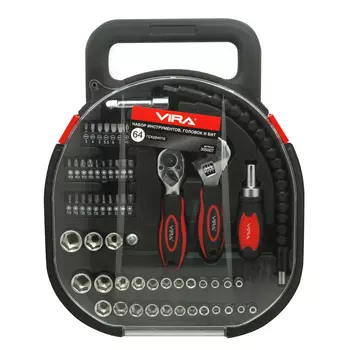 Набор инструментов, головок и бит Vira, 62/64 предмета