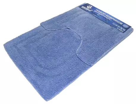 Набор из 2 хлоп. ковриков c глад. ворсом SINDBAD 1200-44S 50х80см х 10мм, 50х50см х 10мм, голубой