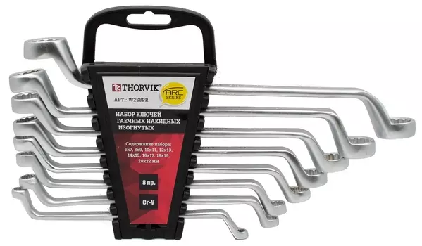 Набор ключей накидных изогнутых ARC на держателе, 6-22 мм, 8 предметов