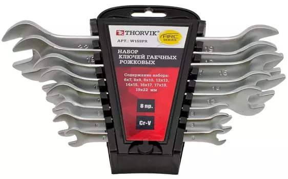 Набор ключей рожковых ARC на держателе, 6-22 мм, 8 предметов