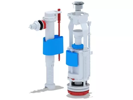 Набор с боковым подводом 1/2 пластик, кнопка хромированная двойная