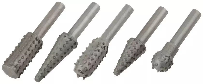 Набор шарошек металлических для фигурных отверстий по дереву 5 шт