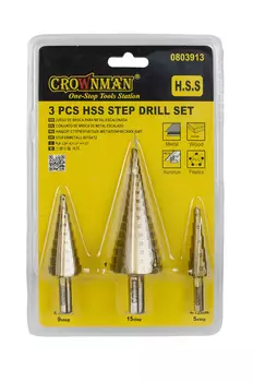 Набор ступенчатых сверел CROWNMAN , Арт. 0803913 4-12mm;4-20mm;4-32mm 3PCS