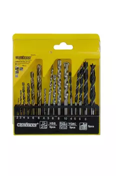 Набор сверл комб. 16 шт CROWNMAN , Арт. 0803416