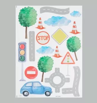 Наклейка интерьерная цветная "Дорожное движение" 50х70 см