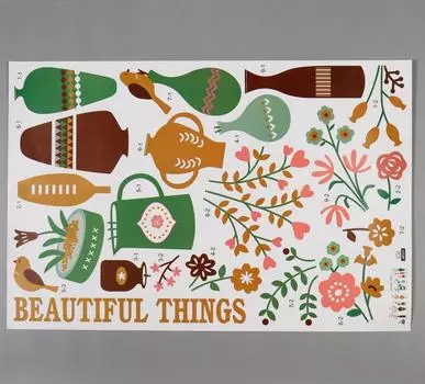 Наклейка пластик интерьерная цветная "Цветы в вазах" 60х90 см