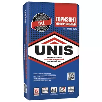 Наливной пол Юнис Горизонт быстротвердеющий 25 кг (слой 2-100мм)