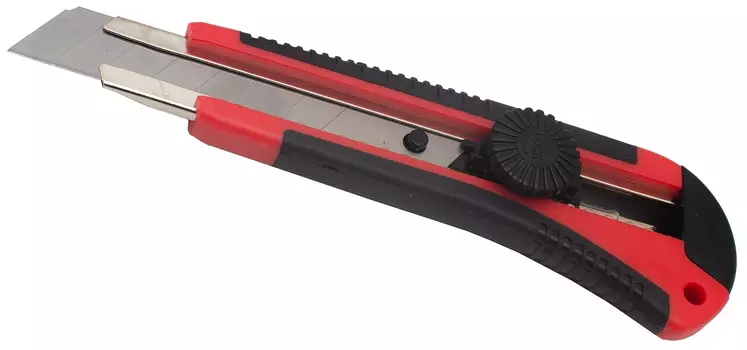 Нож 18 мм технический Профи USP-0596, усиленный, с вращающимся прижимом + 3 лезвия