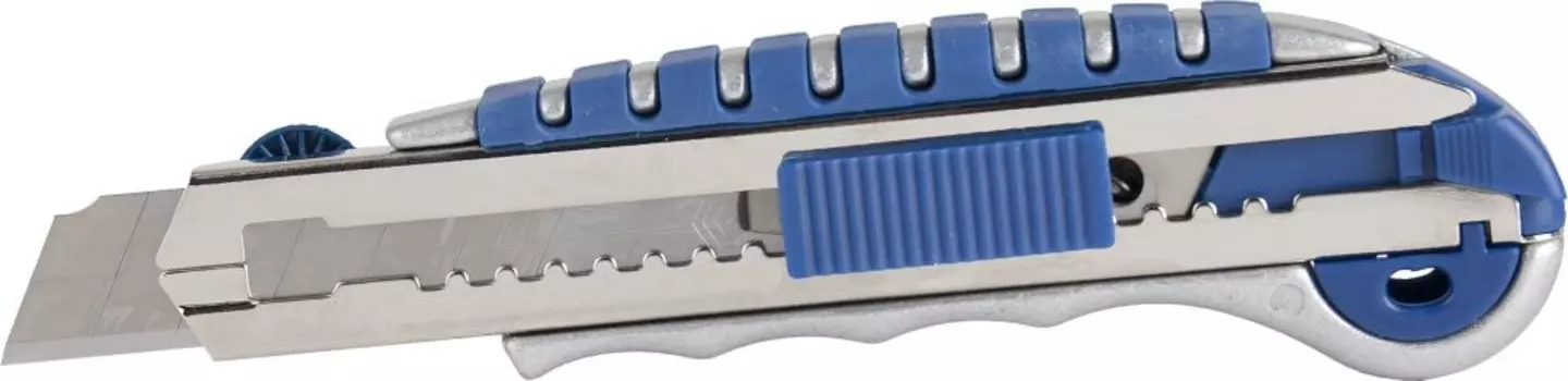 Нож технический Кобальт 18мм, металлический корпус, автостоп, доп. фиксатор, лезвия 6шт в комплекте