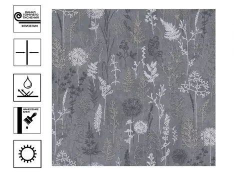 Обои Палитра Scandi Mania винил горячего тиснения. Мотив 10,05*1,06 м Черный