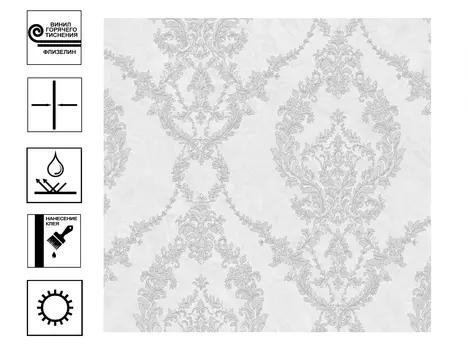 Обои Victoria Stenova Barocco винил на флиз. основе гор тиснения. Мотив 1,06х10м белый