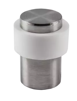 Ограничитель дверной РЕНЦ напольный, никель матовый - белый