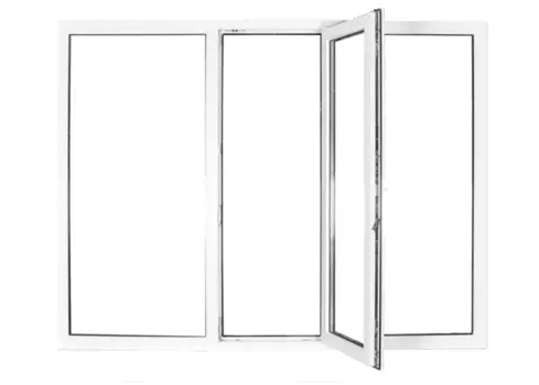 Окно ПВХ 140х180см, 3-ств Г-ПО-Г без сетки