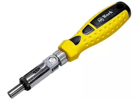 Отвертка реверсивная с поворотным стержнем, в комплекте 6 бит