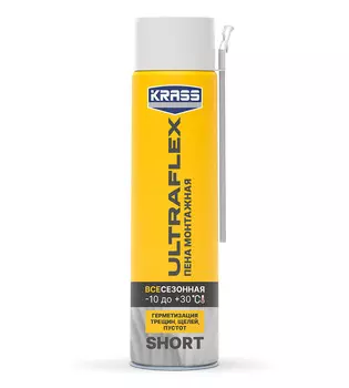 Пена монтажная Krass Ultrafiex Short, всесезонная 0,5л
