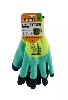 Перчатки Fiberon Колибри для садовых работ , полиэстер, вспененное латексное покрытие, размер XL