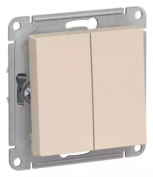 Переключатель ATLASDESIGN 2-клавишный, 10АХ, механизм, бежевый