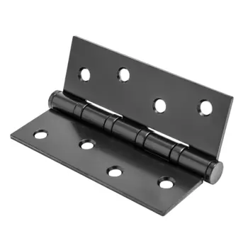 Петля стальная 100*75*2,5, 4 кольца, плоский колпачок, черный