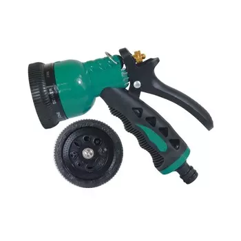 Пистолет для полива, 8 функций, зелёный