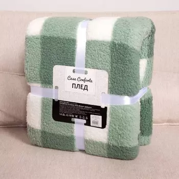 Плед шерпа Casa Conforte Томлин клетка 200х220 зеленый