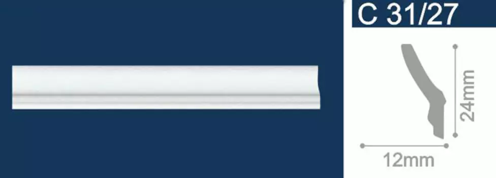 Плинтус потолочный 24х12х200мм арт.C31/27