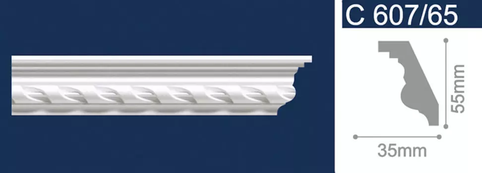 Плинтус потолочный Solid C607/65 55х35х2000 мм