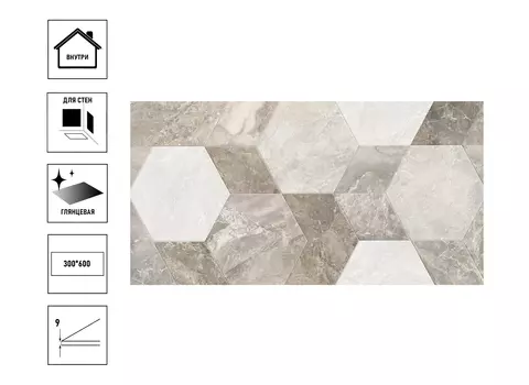 Плитка керамическая БерезаКерамика Antique 30х60см, декор бежевый