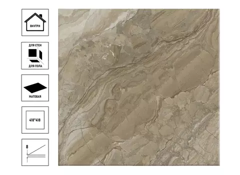 Плитка керамическая БерезаКерамика Base 41,8х41,8см, сорт1, натуральный