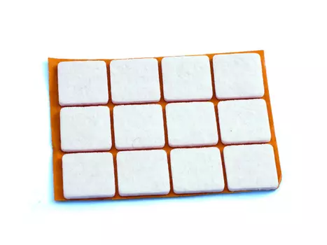 Подкладка 22х22 мм, фетровая белая, 12 шт