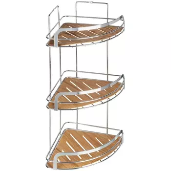 Полка для ванной комнаты угловая тройная Wood