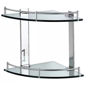 Полка для ванной стеклянная угловая 2 яруса