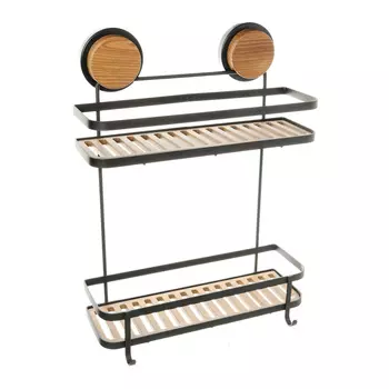 Полка прямая двухэтажная черная-дерево FX-950B-2