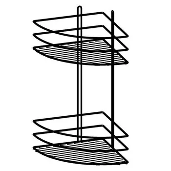 Полка угловая овал 2 яруса высокий борт 200*200*380мм черный муар П0001984